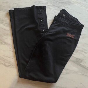 Guess Jeans Athletic Black Low Rise Wide Leg Pants w/ Snap Bottom Legs XS/TP